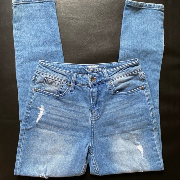 HT Denim: Indigo Destructed Mom Jeans (Size: 0) NWOT - Picture 3 of 12